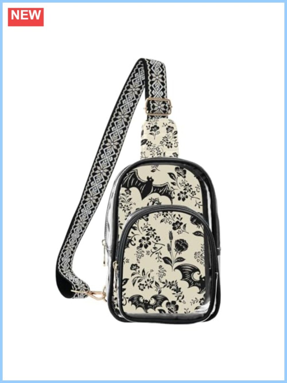 Clear Crossbody Sling Bag Polyester Transparent PVC Adjustable Strap